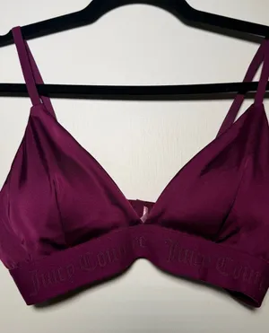 Juicy Couture Sleepwear Plum Wireless Bralette with Elastic Logo Band Medium thumbnail 1