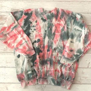 Unisex L/G Tie Dye Crewneck Sweatshirt Red Green Fruit of the Loom Size Large thumbnail 1