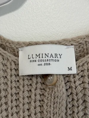 Luminary Fine Collection Sweater Vest Sleeveless Size Medium Cream Neutral Knit thumbnail 3