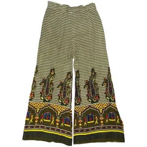 Earthbound Boho Paisley Palazzo Pants Wide Leg Flowy Festival Large Mughal Motif thumbnail 3