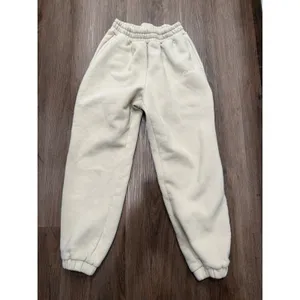 Comfrt Womens Fleece Lined Jogger Sweatpants Cream High Rise Elastic Waist Small thumbnail 2
