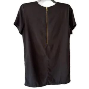 Lulus Black Shift Dress Short Sleeve Back Zip Minimalist Size L thumbnail 4