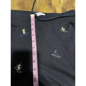 Lou & Grey LOFT Womens Black Embroidered Skier Ski Sweatpants Small Cozy Winter thumbnail 13