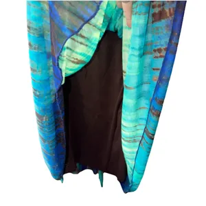 Ruby Rox Green Blue Tie-Dye Sun Dress Babydoll Tulle Ruffled Ruched Y2K Medium thumbnail 3