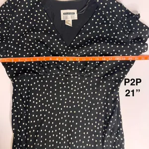 1990s VTG Dani Max Black & White‎ Polka Dot Rockabilly Maxi Dress w Ruffle Sz 14 thumbnail 11