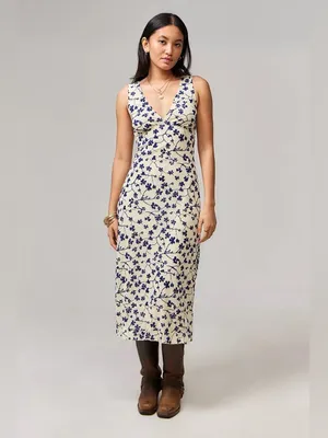 NWT Motel Gabriela Midi Cream Floral Dress Size XS thumbnail 4
