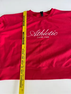 All in Motion Red "Athletic Court Club" Cropped Crewneck Sweatshirt Sz Medium thumbnail 8