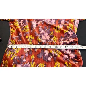 London Times Size 6 Rust Floral Velvet Asymmetric Neck Long Sleeve Flounce Dress thumbnail 8