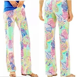 Lilly Pulitzer Georgia May Palazzo Pants Women M Multi Roar Of The‎ Seas Coastal thumbnail 4