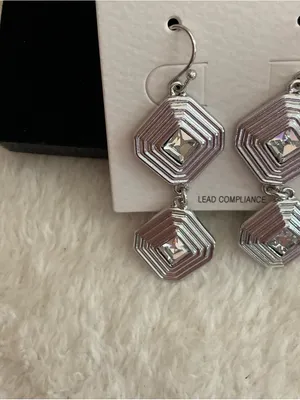 Pomina Silver Hexagon Drop Earrings thumbnail 2