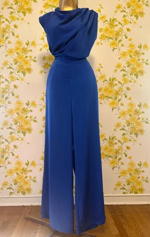 DO+BE Royal Blue Draped Jumpsuit size L thumbnail 5