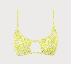 Berlook Light Green Floral Jacquard Cut Out Bikini Top ONLY 64 thumbnail 5