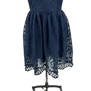 Chi Chi London‎ Sheridan Dress Navy Blue Embroidered Short Sleeve UK 12 US 8 thumbnail 7
