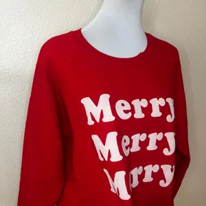 Show Me Your Mumu SMYM Cole Sweater Merry Merry Graphic distressed red X-LARGE thumbnail 2