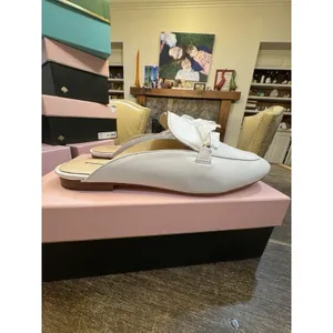 KATE SPADE NEW‎ YORK Laura Square Toe Flat Mules Women's White Leather Size 9 thumbnail 7