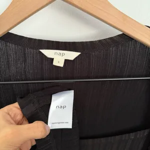 Nap Small Loungewear Rib Knit Bolero Top Square Neck Black Metallic Minimal thumbnail 3