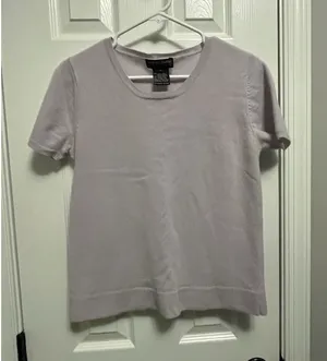 Women's Vintage Andrea Jovine Purple Short Sleeved 70% Lambwool M Sweater thumbnail 1