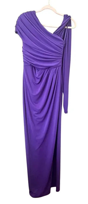 LBV Asymmetrical‎ Draped Gown Electric Purple NWT Sz 4 thumbnail 1