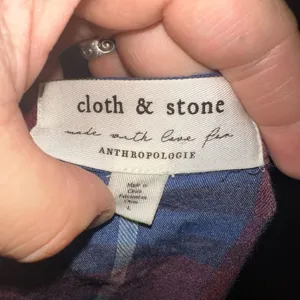 Anthropologie Cloth & Stone plaid ruffled L shirt dress thumbnail 3