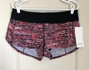 Lululemon Speed Up Short 2.5" - Sz 8, Flash Peat‎ Orange Black FPOM/BLK thumbnail 1