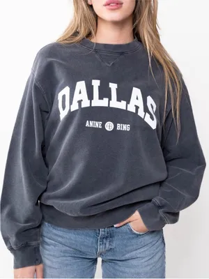 Anine Bing Ramona Sweatshirt University of Dallas in Washed Black NWT thumbnail 1