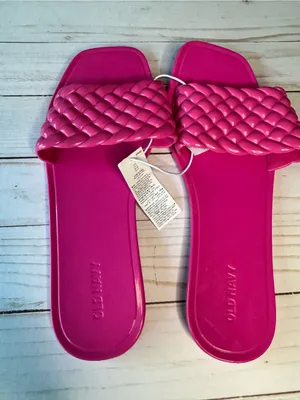Old Navy Women’s Black Braided Jelly Low Heel Sandals Sz 9 New With Tag thumbnail 4