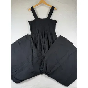 Quince Organic Cotton Gauze‎ Smocked Wide Leg Jumpsuit Square Neck Sleeveless XL thumbnail 12