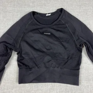 Gymshark Shirt Womens Small Black Cropped Long Sleeve Thumbhole Athletic Top thumbnail 4