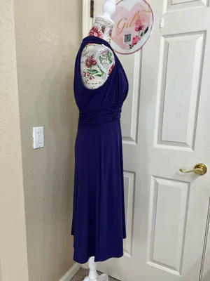 Jones Wear Halter V-Neck Midi Dress in Deep Purple size 8 thumbnail 3