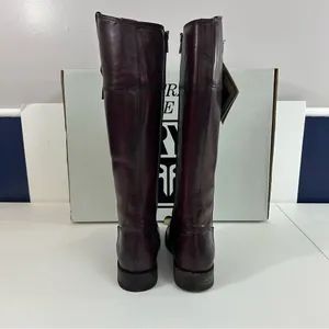 Frye Jayden Button Tall Leather Riding Boots in Bordeaux New in Box Size 8M thumbnail 4
