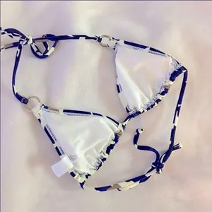 ✨ old navy leopard print navy triangle bikini✨ thumbnail 4