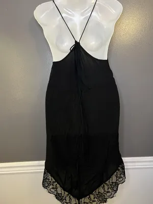 Intimately Free People Full Slip Womens XS Black Lace Sheer Strappy Chemise thumbnail 6