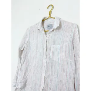 Rails Charli Shirt Size XS Oahu Stripe Metallic Linen Lightweight Button Down thumbnail 9