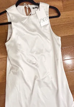 Sold Out Vira L Zara Asymmetrical Satin Effect Midi Dress Nwt S thumbnail 15