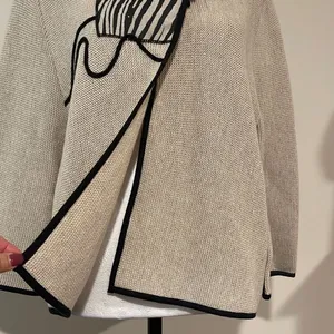 Jaskar Cardigan Sweater.Size Medium. Tan w/zebra print‎ thumbnail 3