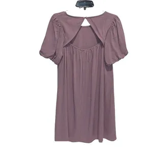 Wasabi+Mint Rayon Linen Puff Sleeve Cut Out Mini Swing Dress‎ Purple NWT Small thumbnail 3