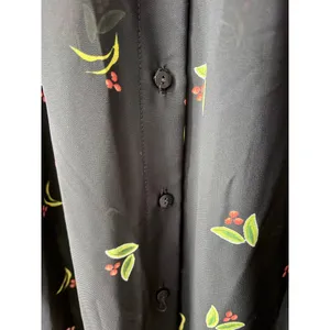 Zara Black Floral Print Boho Crossover Midi Dress Wrap Style Size XS thumbnail 6