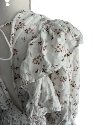 JENS PIRATES BOOTY Floral White Smocked Waist Mini Dress Size XL thumbnail 6