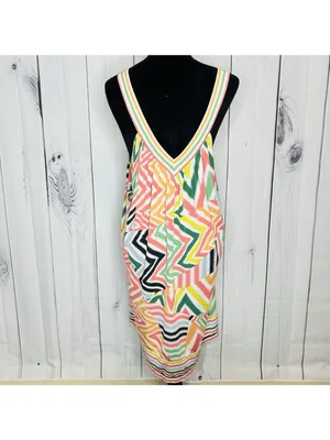 BCBG MAXAZRIA Women's Stretch Summer Abstract Sleeveless Dress Sz L V-Neck thumbnail 7