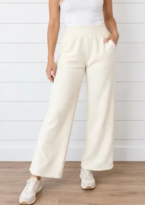 Amazon Cotton ivory waffled lounge pants where leg size M thumbnail 1