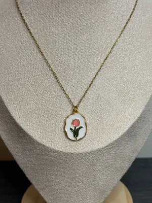 Handmade Gold Tulip Necklace thumbnail 1