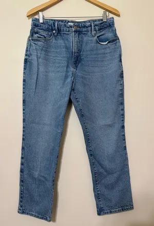 Good American Straight Leg High-Rise Denim Jeans - Light Blue Wash thumbnail 1