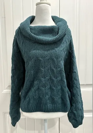 moon & madison Teal Cowl Neck Sweater Blue Size M thumbnail 1