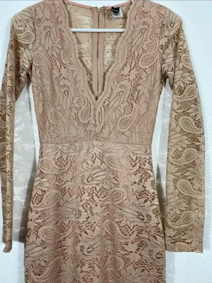 Windsor Long Sleeve Lace Bodycon Dress in Blush Size XS 90% Nylon thumbnail 4