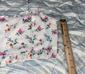 Altar’d State Large Cream Floral Ruffle Crop Top Smocked Back Adjustable Straps thumbnail 3