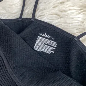 Colsie Black Ribbed Crop Tank Top Double Straps Grunge Alt Summer Spring thumbnail 5