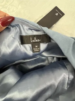 Lulu's Dusty Blue One-Shoulder Ruffle Evening Gown thumbnail 6