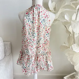 Kate Spade Floral Ruffle Peplum Sleeveless Blouse thumbnail 5