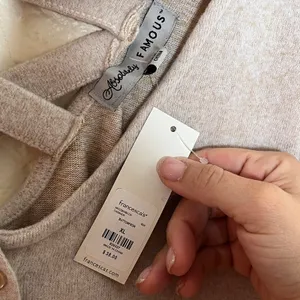 Always Fabulous Cozy Soft Tie Front Button‎ Cardigan Sweater NWT Women Beige XL thumbnail 2