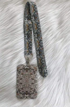 Bee, mushroom, flower and bird lanyard with Id/ card holder thumbnail 1